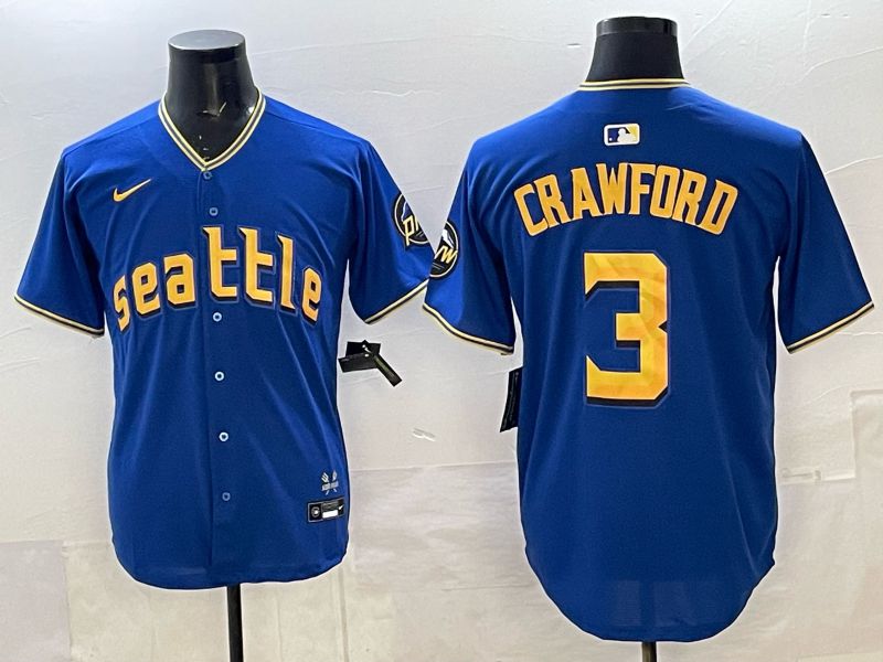 Men Seattle Mariners #3 Crawford blue Game Nike MLB 2025 Jersey 004->seattle mariners->MLB Jersey